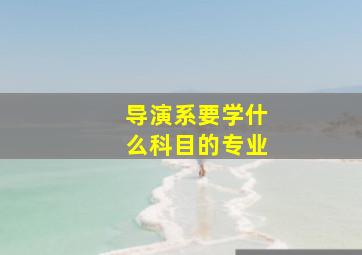 导演系要学什么科目的专业