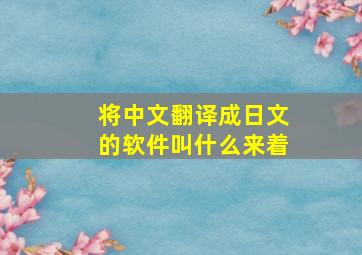 将中文翻译成日文的软件叫什么来着