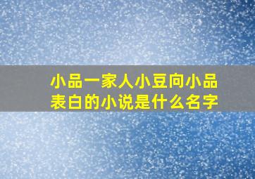 小品一家人小豆向小品表白的小说是什么名字