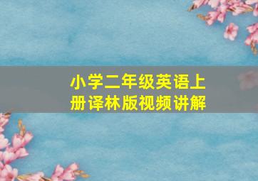 小学二年级英语上册译林版视频讲解