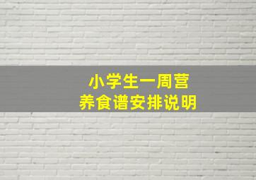 小学生一周营养食谱安排说明