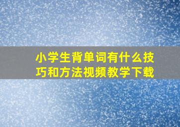 小学生背单词有什么技巧和方法视频教学下载