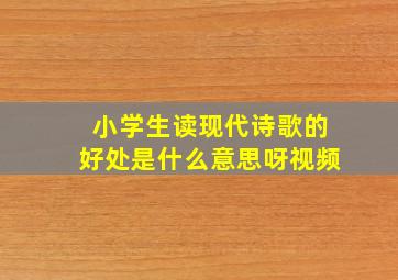 小学生读现代诗歌的好处是什么意思呀视频