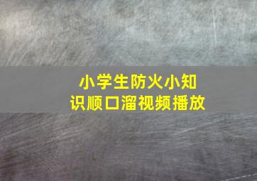 小学生防火小知识顺口溜视频播放