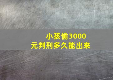 小孩偷3000元判刑多久能出来