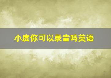 小度你可以录音吗英语