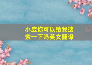 小度你可以给我搜索一下吗英文翻译