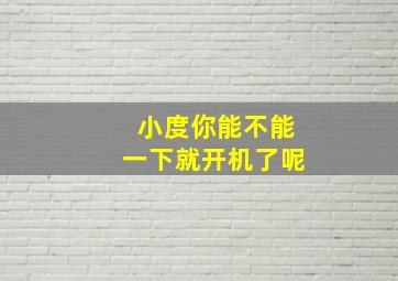 小度你能不能一下就开机了呢