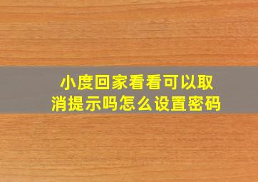 小度回家看看可以取消提示吗怎么设置密码