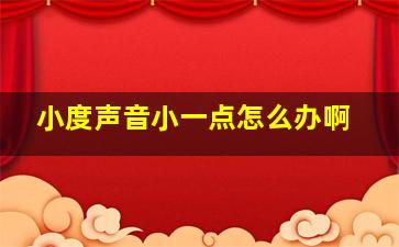 小度声音小一点怎么办啊