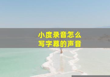 小度录音怎么写字幕的声音