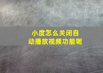 小度怎么关闭自动播放视频功能呢