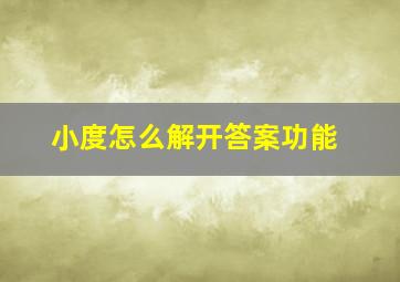 小度怎么解开答案功能