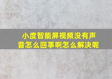 小度智能屏视频没有声音怎么回事啊怎么解决呢