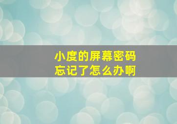 小度的屏幕密码忘记了怎么办啊