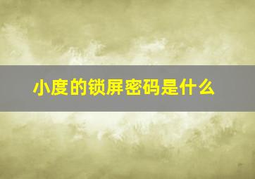 小度的锁屏密码是什么