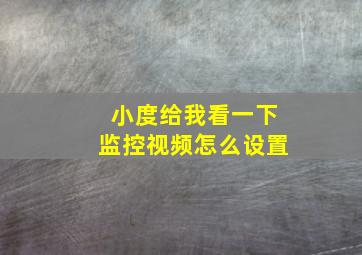 小度给我看一下监控视频怎么设置