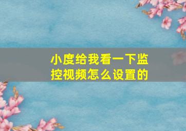 小度给我看一下监控视频怎么设置的