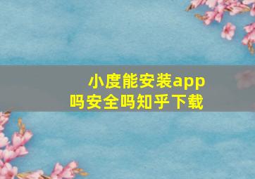 小度能安装app吗安全吗知乎下载