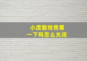 小度能给我看一下吗怎么关闭