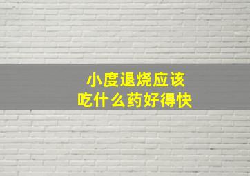 小度退烧应该吃什么药好得快