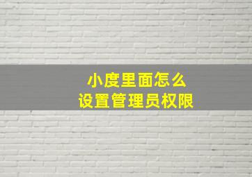 小度里面怎么设置管理员权限