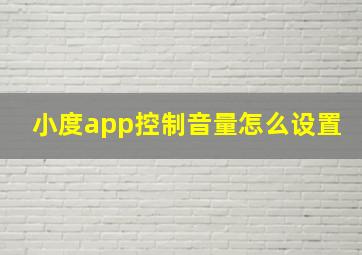 小度app控制音量怎么设置