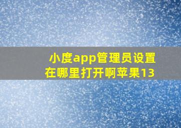 小度app管理员设置在哪里打开啊苹果13