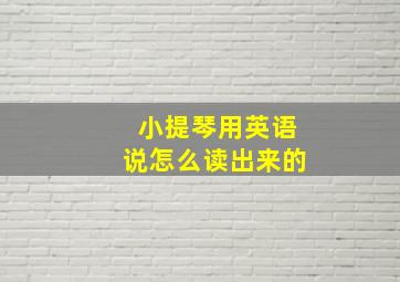 小提琴用英语说怎么读出来的