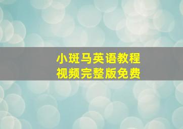 小斑马英语教程视频完整版免费