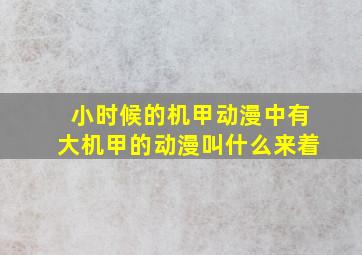 小时候的机甲动漫中有大机甲的动漫叫什么来着