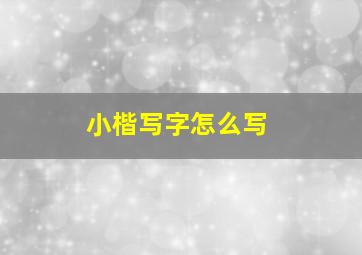 小楷写字怎么写