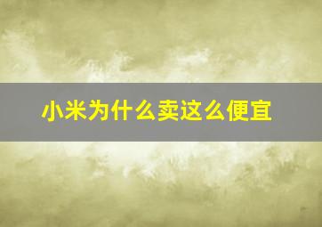 小米为什么卖这么便宜