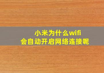 小米为什么wifi会自动开启网络连接呢