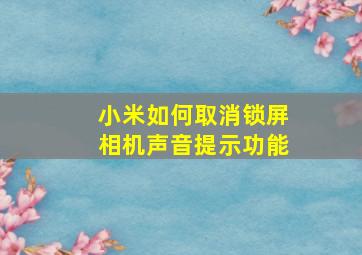 小米如何取消锁屏相机声音提示功能