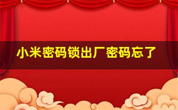 小米密码锁出厂密码忘了