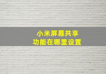 小米屏幕共享功能在哪里设置