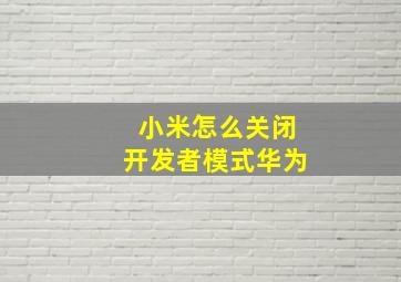 小米怎么关闭开发者模式华为