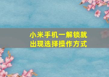 小米手机一解锁就出现选择操作方式