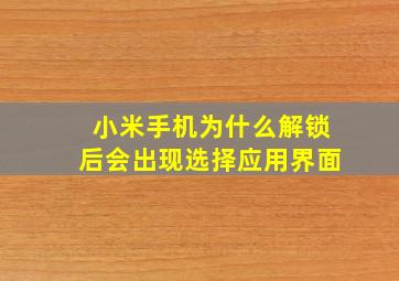 小米手机为什么解锁后会出现选择应用界面