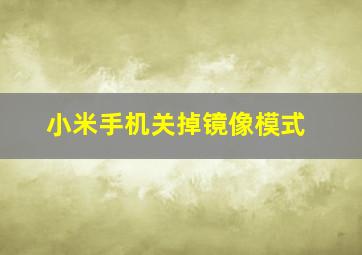 小米手机关掉镜像模式