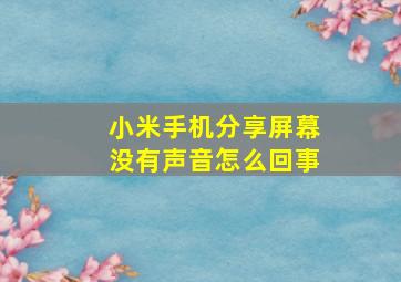 小米手机分享屏幕没有声音怎么回事