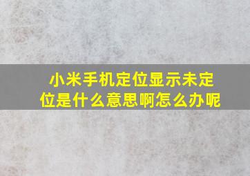 小米手机定位显示未定位是什么意思啊怎么办呢