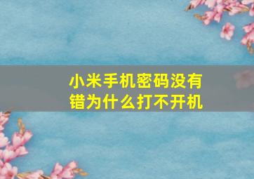 小米手机密码没有错为什么打不开机