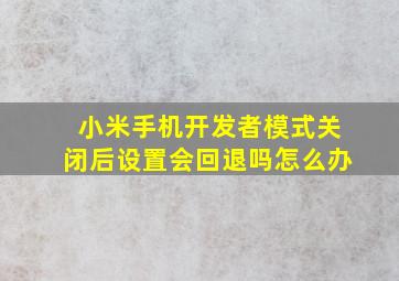 小米手机开发者模式关闭后设置会回退吗怎么办