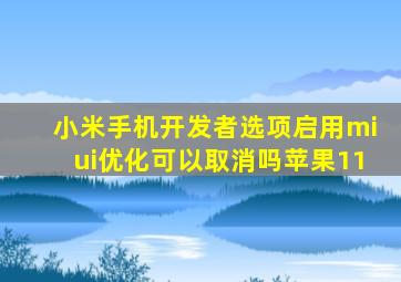 小米手机开发者选项启用miui优化可以取消吗苹果11