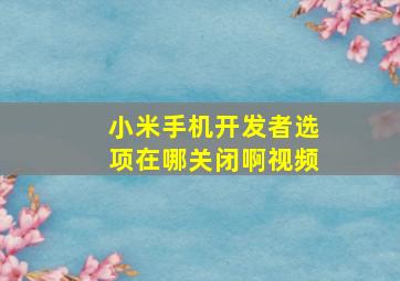 小米手机开发者选项在哪关闭啊视频