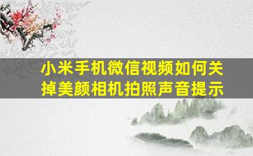 小米手机微信视频如何关掉美颜相机拍照声音提示