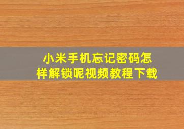 小米手机忘记密码怎样解锁呢视频教程下载