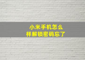 小米手机怎么样解锁密码忘了